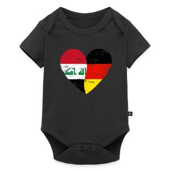 Iraq Germany Flag Heart - Baby Premium short-sleeve bodysuit - black - Front