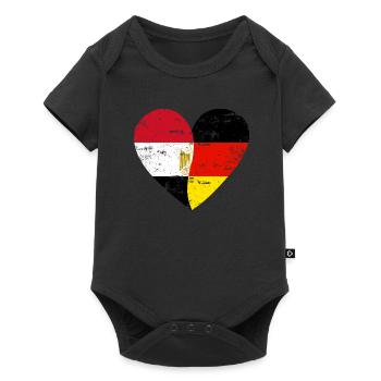 Ägypten Deutschland Flaggenherz - Baby Premium Kurzarmbody - Schwarz - Vorne