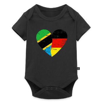 Tanzanie Allemagne Flag Heart - Body à manches courtes Premium Bébé - noir - Devant