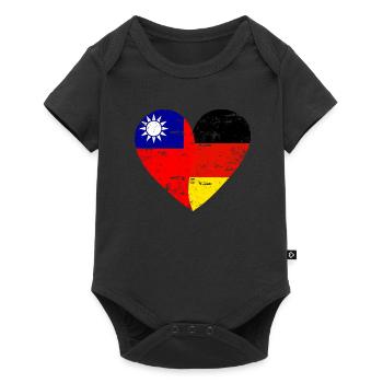 Taiwan Germany Flag Heart - Baby Premium short-sleeve bodysuit - black - Front