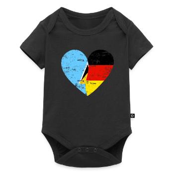 St Lucia Germany Flag Heart - Baby Premium short-sleeve bodysuit - black - Front