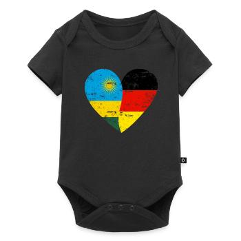 Rwanda Germany Flag Heart - Baby Premium short-sleeve bodysuit - black - Front