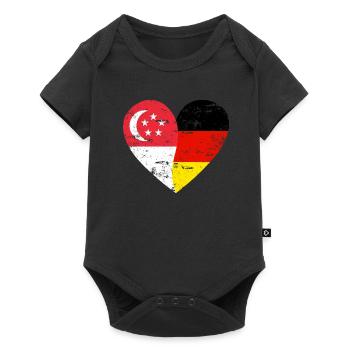 Singapour Allemagne Flag Heart - Body à manches courtes Premium Bébé - noir - Devant