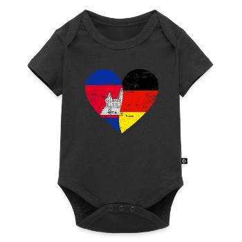 Cambodia Germany Flag Heart - Baby Premium short-sleeve bodysuit - black - Front