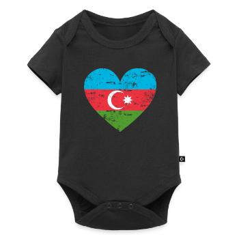 Cœur du drapeau de l’Azerbaïdjan - Body à manches courtes Premium Bébé - noir - Devant