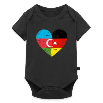 Azerbaijan Germany Flag Heart - Baby Premium short-sleeve bodysuit - black - Front