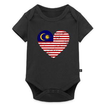 Malaysia Flag Heart - Baby Premium short-sleeve bodysuit - black - Front