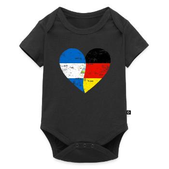 Nicaragua Allemagne Flag Coeur - Body à manches courtes Premium Bébé - noir - Devant