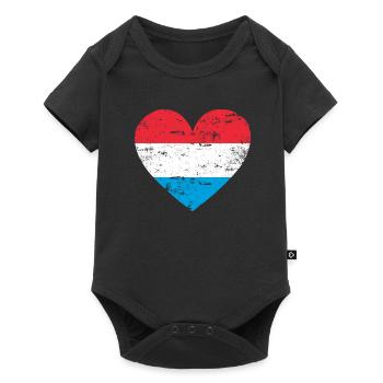 Cœur de drapeau luxembourgeois - Body à manches courtes Premium Bébé - noir - Devant