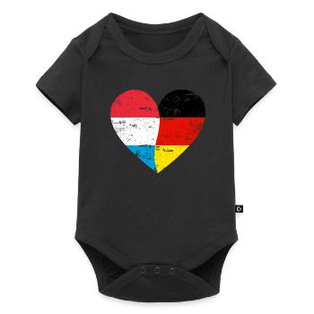 Luxembourg Allemagne Flag Heart - Body à manches courtes Premium Bébé - noir - Devant