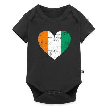 Côte d'Ivoire flag heart - Baby Premium short-sleeve bodysuit - black - Front