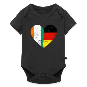 Côte d'Ivoire Germany Flag Heart - Baby Premium short-sleeve bodysuit - black - Front