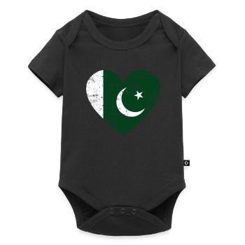Pakistan Flag Heart - Baby Premium short-sleeve bodysuit - black - Front