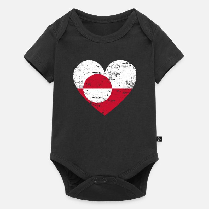 Cœur du drapeau du Groenland - Body à manches courtes Premium Bébé - noir