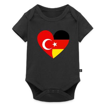 Turkey Germany Flags Heart - Baby Premium short-sleeve bodysuit - black - Front