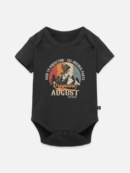 August 1988 Vintage Retro Geburtstag Geschenk 1988 - Baby Premium Kurzarmbody - Schwarz