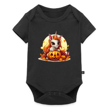 Halloween Unicorn with Pumpkins - Baby Premium short-sleeve bodysuit - black - Front