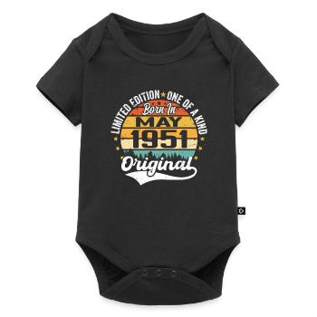Cadeau d’anniversaire mai 1951 né en mai 1951 - Body à manches courtes Premium Bébé - noir - Devant