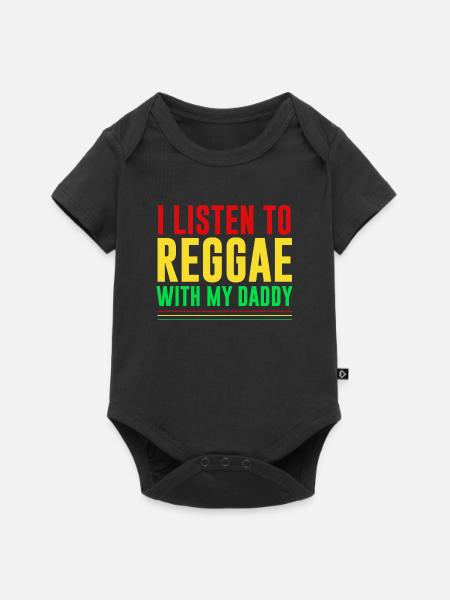 I Listen to reggae with my daddy - Baby Premium Kurzarmbody - Schwarz