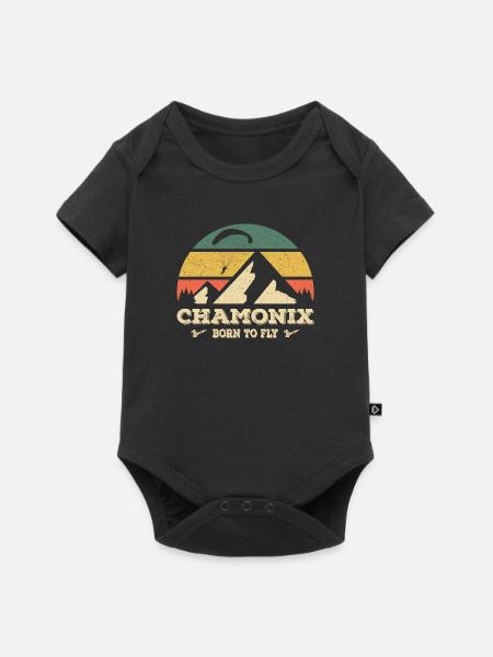 Chamonix Born To Fly Paragliding and Skydiving - Baby Premium short-sleeve bodysuit - black