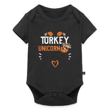 Licorne de dinde - Thanksgiving - Body à manches courtes Premium Bébé - noir - Devant