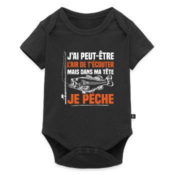 Dans ma tête je pêche / Pêcheur humour - Body à manches courtes Premium Bébé - noir - Devant