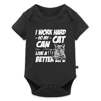 Je travaille dur pour que mon chat puisse vivre une vie meilleure - Body à manches courtes Premium Bébé - noir - Devant