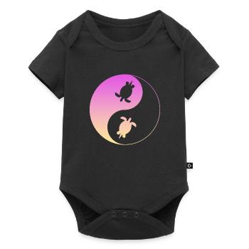Schildkröte yin yang - Baby Premium Kurzarmbody - Schwarz - Vorne