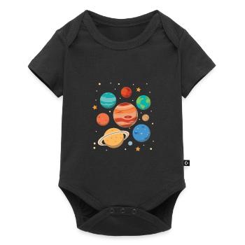 playful planets in the solar system universe - Baby Premium short-sleeve bodysuit - black - Front