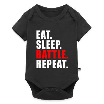 EAT SLEEP BATTLE REPEAT GESCHENK GAMING BRAWL GAME - Baby Premium Kurzarmbody - Schwarz - Vorne