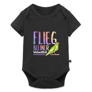 Flieg kleiner Wellensittich Haustier Vogel Motiv - Baby Premium Kurzarmbody - Schwarz - Vorne