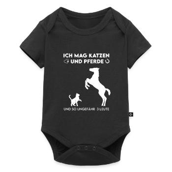 Ich mag Katzen und Pferde Tierliebe Geschenk - Baby Premium Kurzarmbody - Schwarz - Vorne