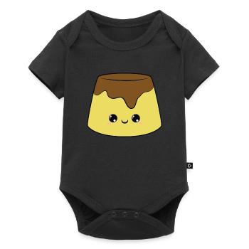 cute smiling pudding dessert, sweet pudding - Baby Premium short-sleeve bodysuit - black - Front