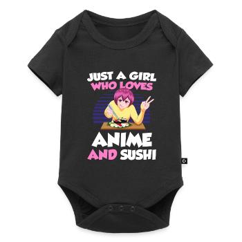 Just A Girl Who Loves Anime And Sushi - Baby Premium Kurzarmbody - Schwarz - Vorne