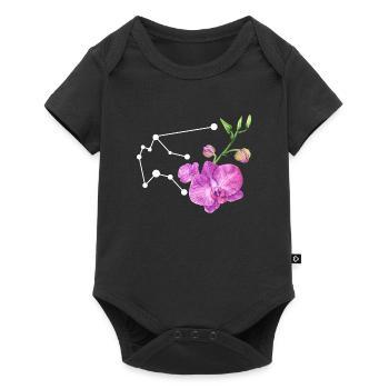 Wassermann-Konstellation mit Aquarell Orchideen - Baby Premium Kurzarmbody - Schwarz - Vorne
