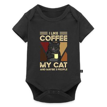 I like coffee my cats and maybe 3 people - Baby Premium Kurzarmbody - Schwarz - Vorne