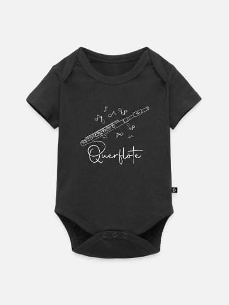 Querflöte One-Line Design für Flötisten - Baby Premium Kurzarmbody - Schwarz