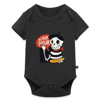 French Skeleton Cartoon With Bone Jour Saying - Baby Premium short-sleeve bodysuit - black - Front