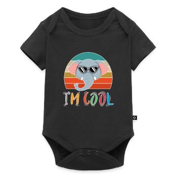 Baby Kind Sprüche Cool Elefant Retro - Baby Premium Kurzarmbody - Schwarz - Vorne