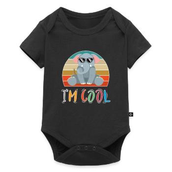 Baby Kind Sprüche Cool Elefant Retro - Baby Premium Kurzarmbody - Schwarz - Vorne