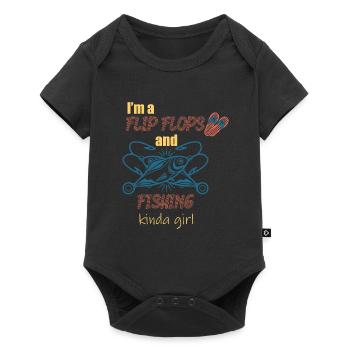 Ich bin ein Flip Flop und Fischer Mädchen - Baby Premium Kurzarmbody - Schwarz - Vorne