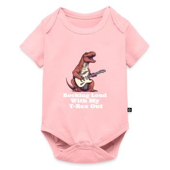Rocking Loud With My T-Rex Out Guitar Dinosuar - Baby Premium short-sleeve bodysuit - rose - Front