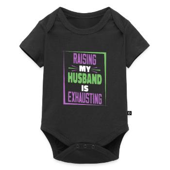 My husband's education is exhausting - Baby Premium short-sleeve bodysuit - black - Front