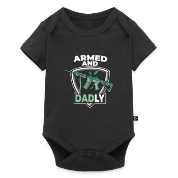 Armed and paternal Funny paternal fathers - Baby Premium short-sleeve bodysuit - black - Front