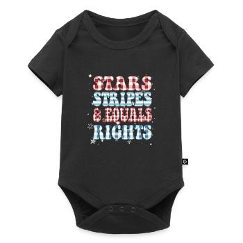 Rayures étoilées et égalité - Body à manches courtes Premium Bébé - noir - Devant