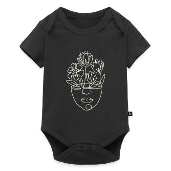 Line Art Drawn Woman with Hat Design - Baby Premium short-sleeve bodysuit - black - Front