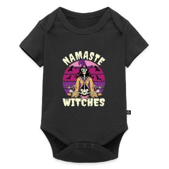 Namaste Sorcières Yoga Halloween Balai costumé - Body à manches courtes Premium Bébé - noir - Devant