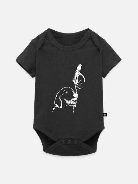 Cute Skeleton Hand Boop Dog Puppy Halloween - Baby Premium short-sleeve bodysuit - black