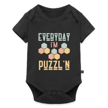 Everyday I'm Puzzl'n Funny Puzzle Solver - Baby Premium short-sleeve bodysuit - black - Front