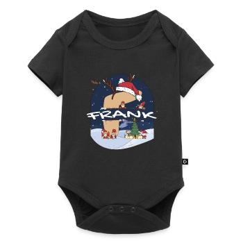 Toller Frank-Name mit Weihnachtsmütze im Weihnachtsthema - Baby Premium Kurzarmbody - Schwarz - Vorne